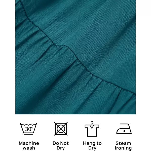 ZESICA Womens 2024 Summer Spaghetti Strap Sleeveless Square Neck Ruffle A Line Swing Mini DressPeacock