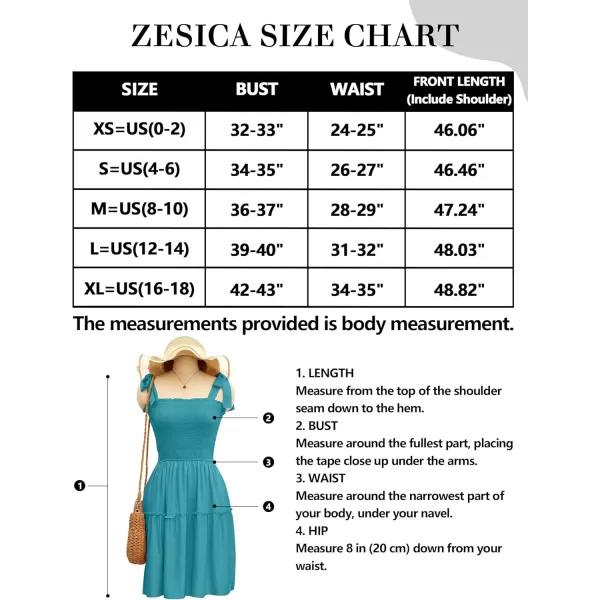ZESICA Womens 2024 Summer Spaghetti Strap Sleeveless Square Neck Ruffle A Line Swing Mini DressPeacock