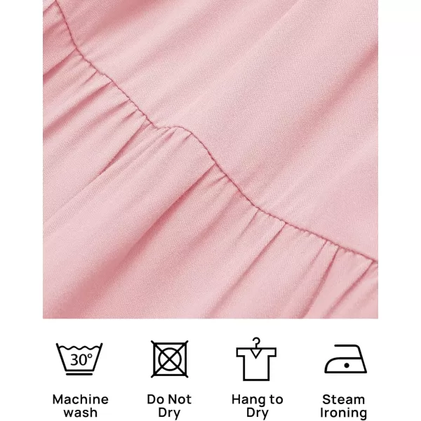 ZESICA Womens 2024 Summer Spaghetti Strap Sleeveless Square Neck Ruffle A Line Swing Mini DressPink