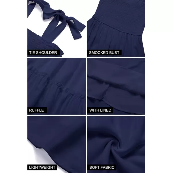ZESICA Womens 2024 Summer Spaghetti Strap Sleeveless Square Neck Ruffle A Line Swing Mini DressRoyalblue
