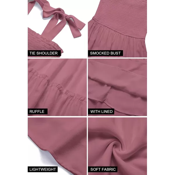 ZESICA Womens 2024 Summer Spaghetti Strap Sleeveless Square Neck Ruffle A Line Swing Mini DressTaro