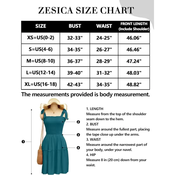 ZESICA Womens 2024 Summer Spaghetti Strap Sleeveless Square Neck Ruffle A Line Swing Mini DressTeal