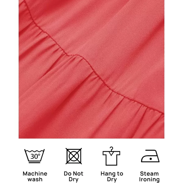 ZESICA Womens 2024 Summer Spaghetti Strap Sleeveless Square Neck Ruffle A Line Swing Mini DressWatermelon