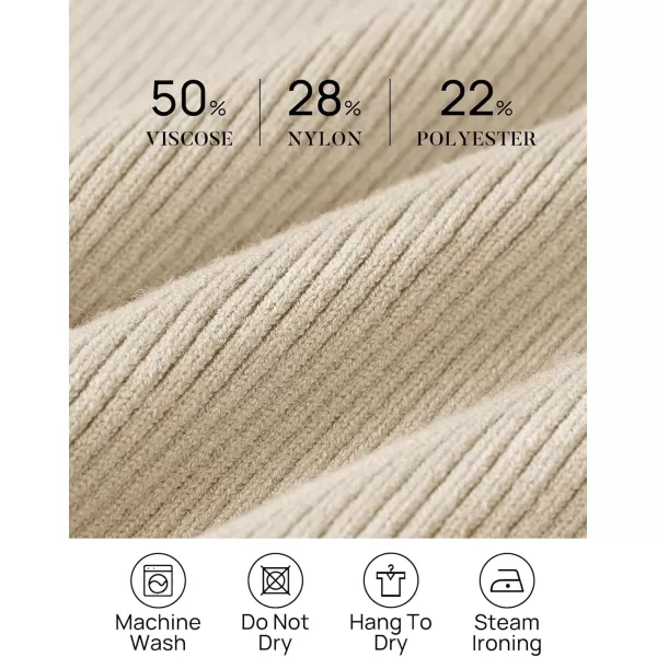 ZESICA Womens 2024 Turtleneck Long Sleeve Shirts Fall Basic Tops Slim Fitted Ribbed Knit SweaterApricot