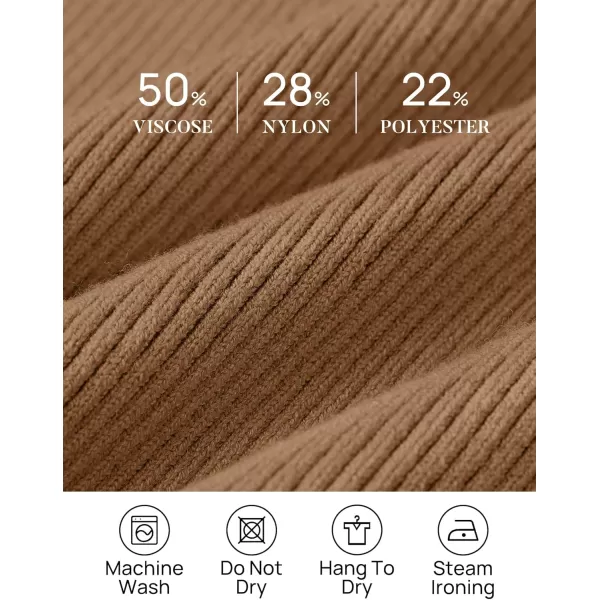 ZESICA Womens 2024 Turtleneck Long Sleeve Shirts Fall Basic Tops Slim Fitted Ribbed Knit SweaterBrown