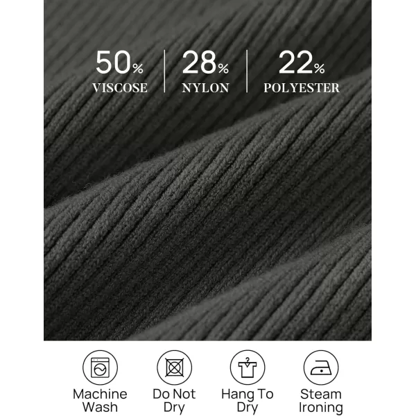ZESICA Womens 2024 Turtleneck Long Sleeve Shirts Fall Basic Tops Slim Fitted Ribbed Knit SweaterCharcoal
