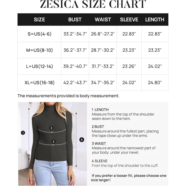 ZESICA Womens 2024 Turtleneck Long Sleeve Shirts Fall Basic Tops Slim Fitted Ribbed Knit SweaterCharcoal