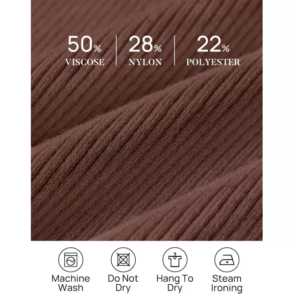 ZESICA Womens 2024 Turtleneck Long Sleeve Shirts Fall Basic Tops Slim Fitted Ribbed Knit SweaterCoffee