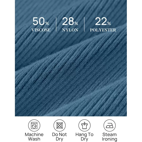 ZESICA Womens 2024 Turtleneck Long Sleeve Shirts Fall Basic Tops Slim Fitted Ribbed Knit SweaterDarkblue
