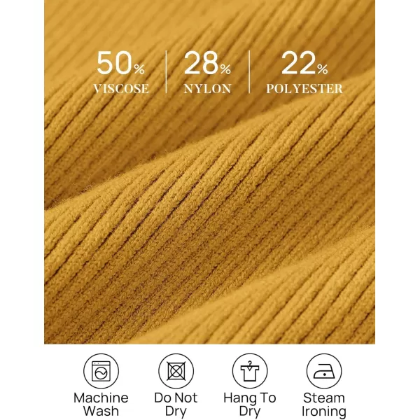 ZESICA Womens 2024 Turtleneck Long Sleeve Shirts Fall Basic Tops Slim Fitted Ribbed Knit SweaterMustard