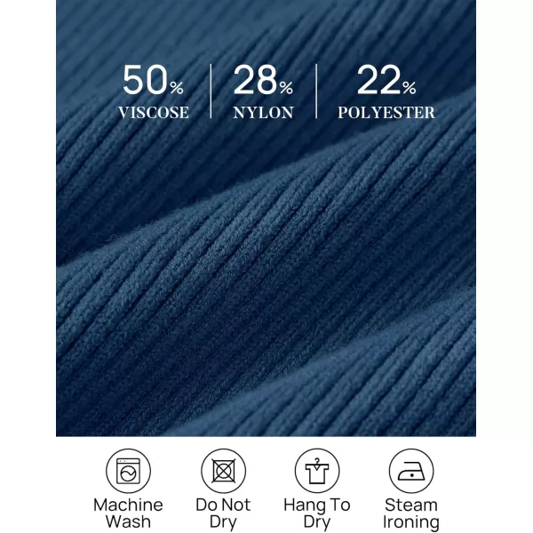 ZESICA Womens 2024 Turtleneck Long Sleeve Shirts Fall Basic Tops Slim Fitted Ribbed Knit SweaterNavy