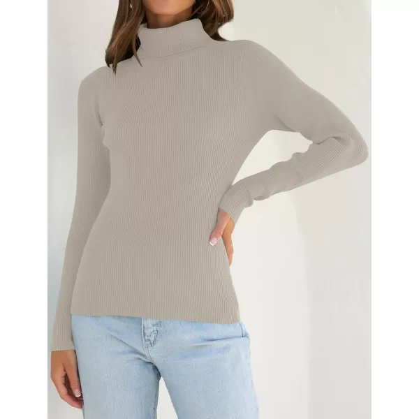 ZESICA Womens 2024 Turtleneck Long Sleeve Shirts Fall Basic Tops Slim Fitted Ribbed Knit SweaterOats