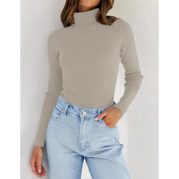 ZESICA Womens 2024 Turtleneck Long Sleeve Shirts Fall Basic Tops Slim Fitted Ribbed Knit SweaterOats