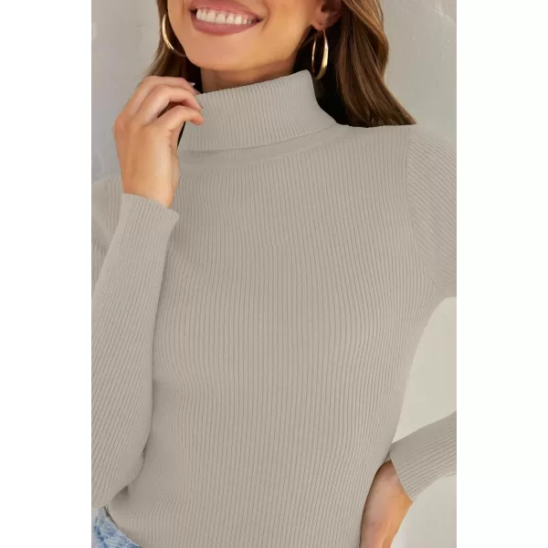 ZESICA Womens 2024 Turtleneck Long Sleeve Shirts Fall Basic Tops Slim Fitted Ribbed Knit SweaterOats