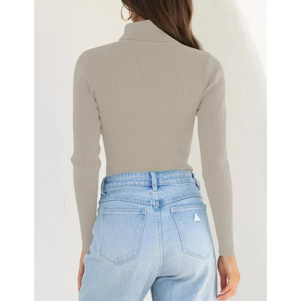 ZESICA Womens 2024 Turtleneck Long Sleeve Shirts Fall Basic Tops Slim Fitted Ribbed Knit SweaterOats