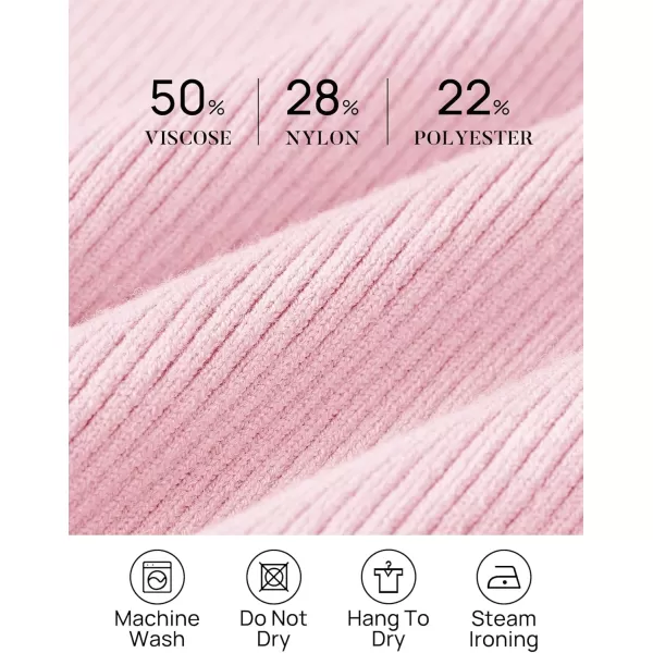 ZESICA Womens 2024 Turtleneck Long Sleeve Shirts Fall Basic Tops Slim Fitted Ribbed Knit SweaterPink