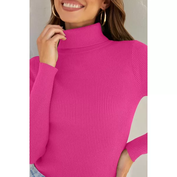 ZESICA Womens 2024 Turtleneck Long Sleeve Shirts Fall Basic Tops Slim Fitted Ribbed Knit SweaterRose