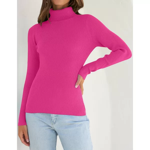 ZESICA Womens 2024 Turtleneck Long Sleeve Shirts Fall Basic Tops Slim Fitted Ribbed Knit SweaterRose