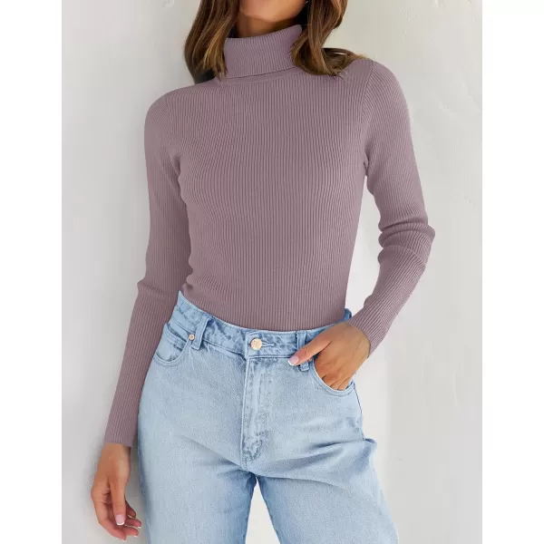 ZESICA Womens 2024 Turtleneck Long Sleeve Shirts Fall Basic Tops Slim Fitted Ribbed Knit SweaterTaro