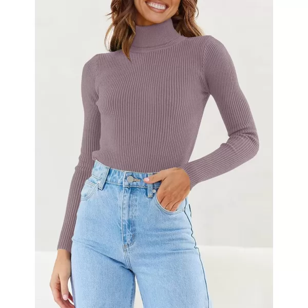 ZESICA Womens 2024 Turtleneck Long Sleeve Shirts Fall Basic Tops Slim Fitted Ribbed Knit SweaterTaro