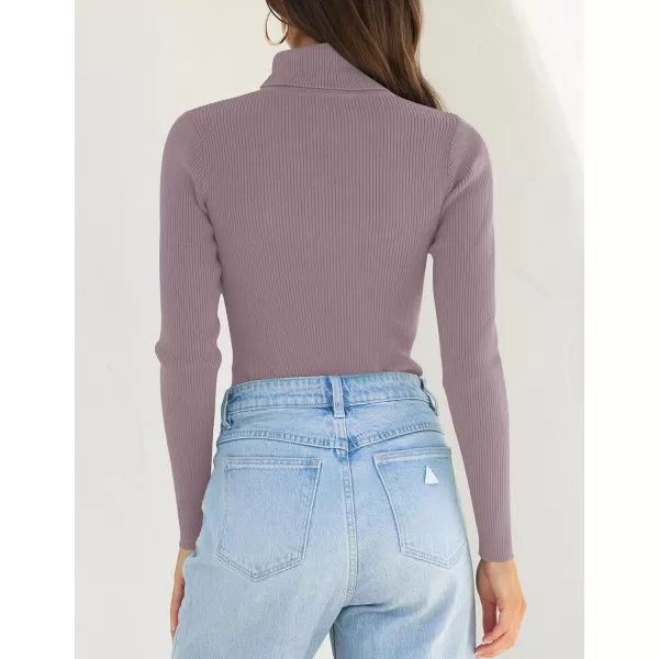 ZESICA Womens 2024 Turtleneck Long Sleeve Shirts Fall Basic Tops Slim Fitted Ribbed Knit SweaterTaro
