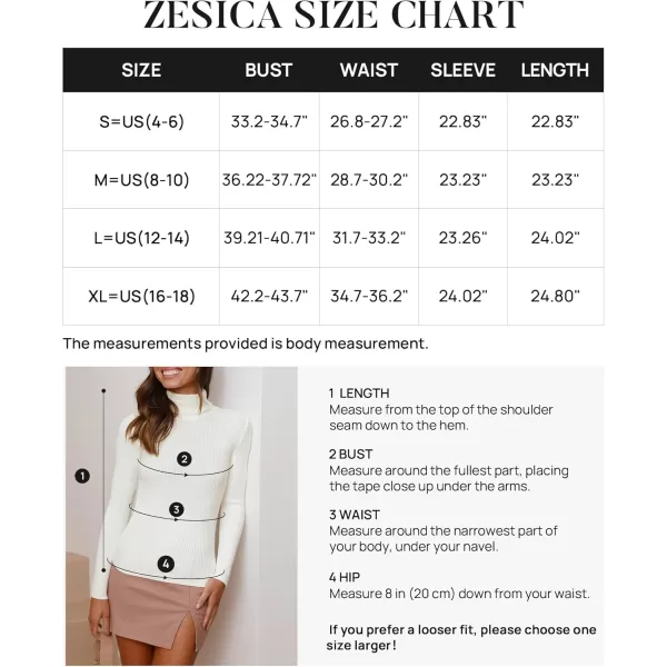 ZESICA Womens 2024 Turtleneck Long Sleeve Shirts Fall Basic Tops Slim Fitted Ribbed Knit SweaterWhite