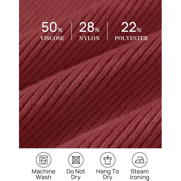 ZESICA Womens 2024 Turtleneck Long Sleeve Shirts Fall Basic Tops Slim Fitted Ribbed Knit SweaterWine