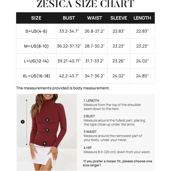 ZESICA Womens 2024 Turtleneck Long Sleeve Shirts Fall Basic Tops Slim Fitted Ribbed Knit SweaterWine