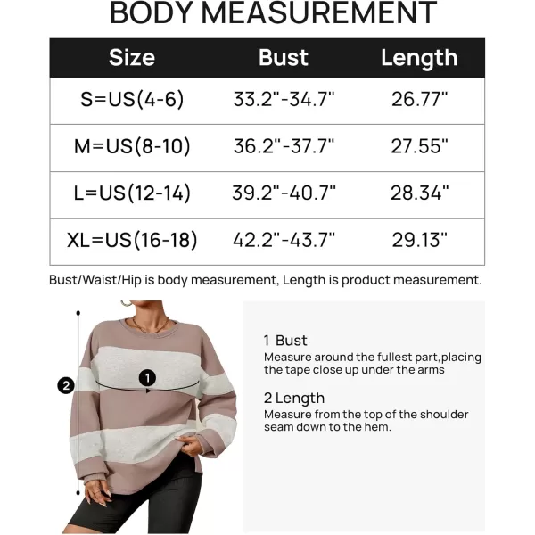 ZESICA Womens Fall Sweatshirt Tops Crewneck Long Sleeve Loose Oversized Striped Fleece Pullover 2024 ClothesAlmond