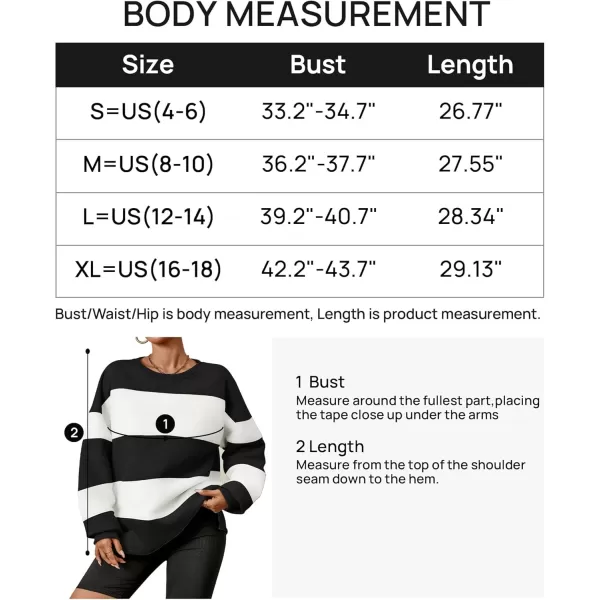 ZESICA Womens Fall Sweatshirt Tops Crewneck Long Sleeve Loose Oversized Striped Fleece Pullover 2024 ClothesBlack