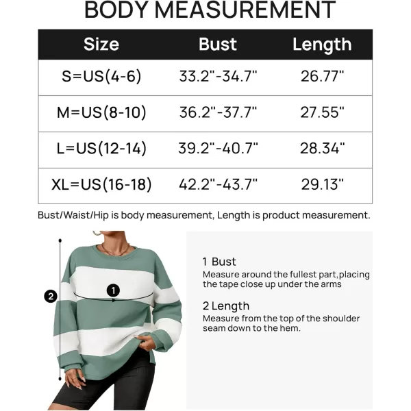 ZESICA Womens Fall Sweatshirt Tops Crewneck Long Sleeve Loose Oversized Striped Fleece Pullover 2024 ClothesGreen
