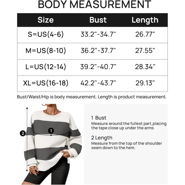 ZESICA Womens Fall Sweatshirt Tops Crewneck Long Sleeve Loose Oversized Striped Fleece Pullover 2024 ClothesGrey