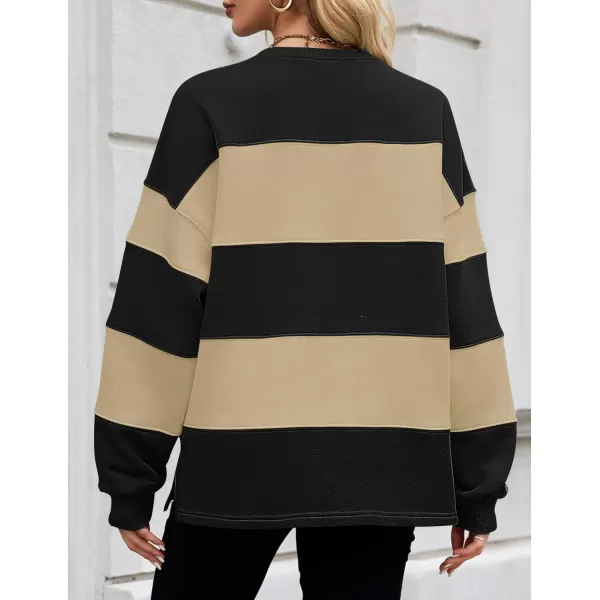ZESICA Womens Fall Sweatshirt Tops Crewneck Long Sleeve Loose Oversized Striped Fleece Pullover 2024 ClothesToffee