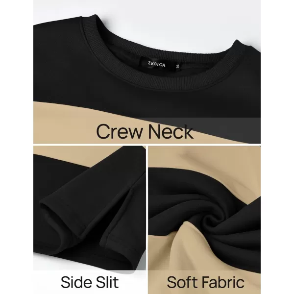 ZESICA Womens Fall Sweatshirt Tops Crewneck Long Sleeve Loose Oversized Striped Fleece Pullover 2024 ClothesToffee