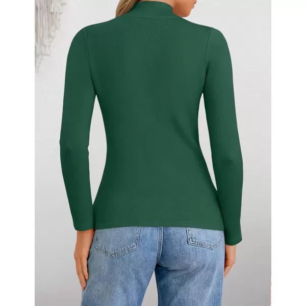 ZESICA Womens Fleece Sherpa Lined Sweater Winter Thermal Shirts 2024 Long Sleeve Mock Neck Slim Fitted Pullover TopsDarkgreen