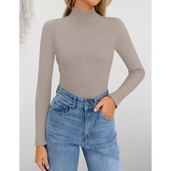 ZESICA Womens Fleece Sherpa Lined Sweater Winter Thermal Shirts 2024 Long Sleeve Mock Neck Slim Fitted Pullover TopsOats