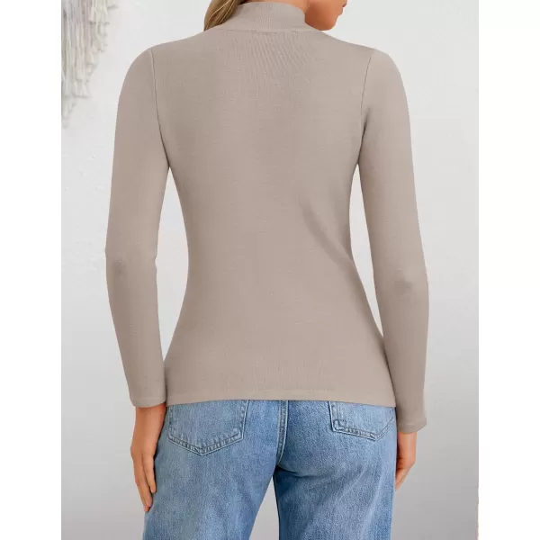 ZESICA Womens Fleece Sherpa Lined Sweater Winter Thermal Shirts 2024 Long Sleeve Mock Neck Slim Fitted Pullover TopsOats