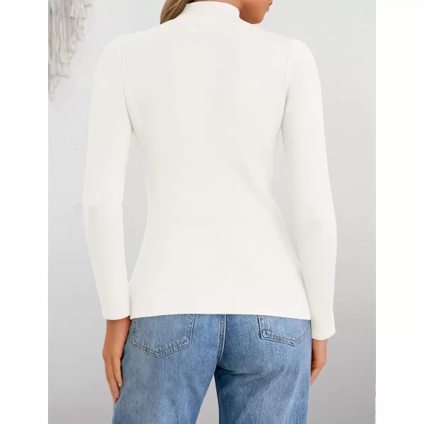 ZESICA Womens Fleece Sherpa Lined Sweater Winter Thermal Shirts 2024 Long Sleeve Mock Neck Slim Fitted Pullover TopsWhite