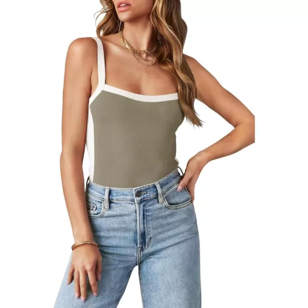 ZESICA Sleeveless Tops for Women Summer Spaghetti Straps Crop Tank Top Ribbed Knit T Shirts Slim Fit Camisole 2024 FashionGrey