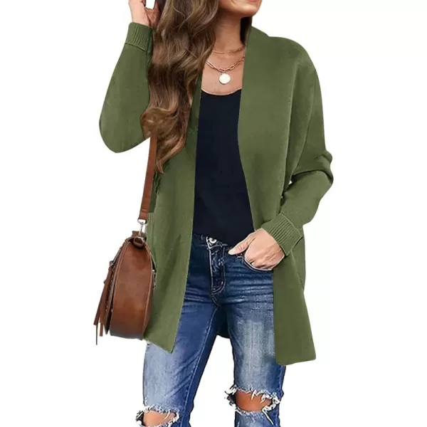 ZESICA Womens 2024 Fall Winter Long Sleeves Open Front Leopard Print Knitted Sweater Cardigan Coat OutwearOlive