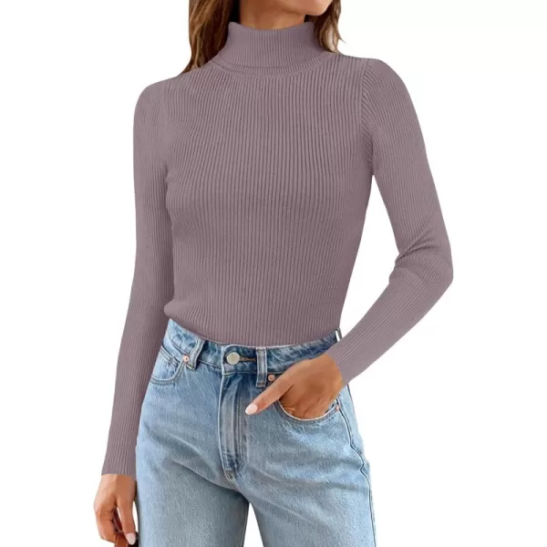 ZESICA Womens 2024 Turtleneck Long Sleeve Shirts Fall Basic Tops Slim Fitted Ribbed Knit SweaterTaro