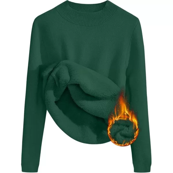 ZESICA Womens Fleece Sherpa Lined Sweater Winter Thermal Shirts 2024 Long Sleeve Mock Neck Slim Fitted Pullover TopsDarkgreen