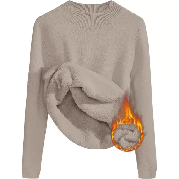 ZESICA Womens Fleece Sherpa Lined Sweater Winter Thermal Shirts 2024 Long Sleeve Mock Neck Slim Fitted Pullover TopsOats