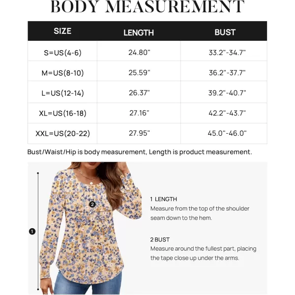 ZESICA Long Sleeve Shirts for Women Fall Tops Crew Neck Pleated Casual Tunic BlousesNewyork Apricot