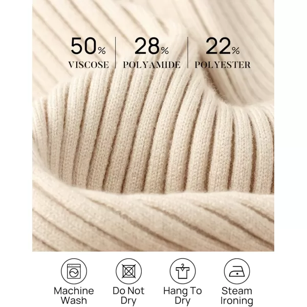ZESICA Womens 2024 Fall Long Sleeve Turtleneck T Shirt Ribbed Knit Sweater Slim Fit Basic Casual Tee TopsAlmond