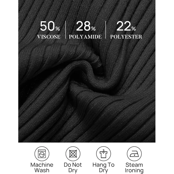 ZESICA Womens 2024 Fall Long Sleeve Turtleneck T Shirt Ribbed Knit Sweater Slim Fit Basic Casual Tee TopsBlack