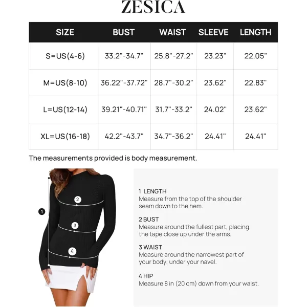 ZESICA Womens 2024 Fall Long Sleeve Turtleneck T Shirt Ribbed Knit Sweater Slim Fit Basic Casual Tee TopsBlack