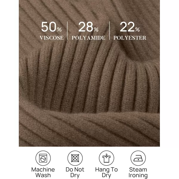 ZESICA Womens 2024 Fall Long Sleeve Turtleneck T Shirt Ribbed Knit Sweater Slim Fit Basic Casual Tee TopsCamel