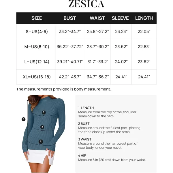 ZESICA Womens 2024 Fall Long Sleeve Turtleneck T Shirt Ribbed Knit Sweater Slim Fit Basic Casual Tee TopsDarkblue