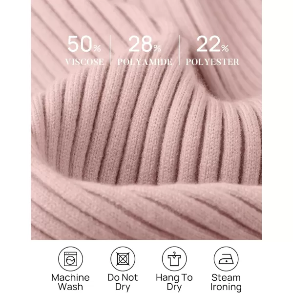 ZESICA Womens 2024 Fall Long Sleeve Turtleneck T Shirt Ribbed Knit Sweater Slim Fit Basic Casual Tee TopsDustypink